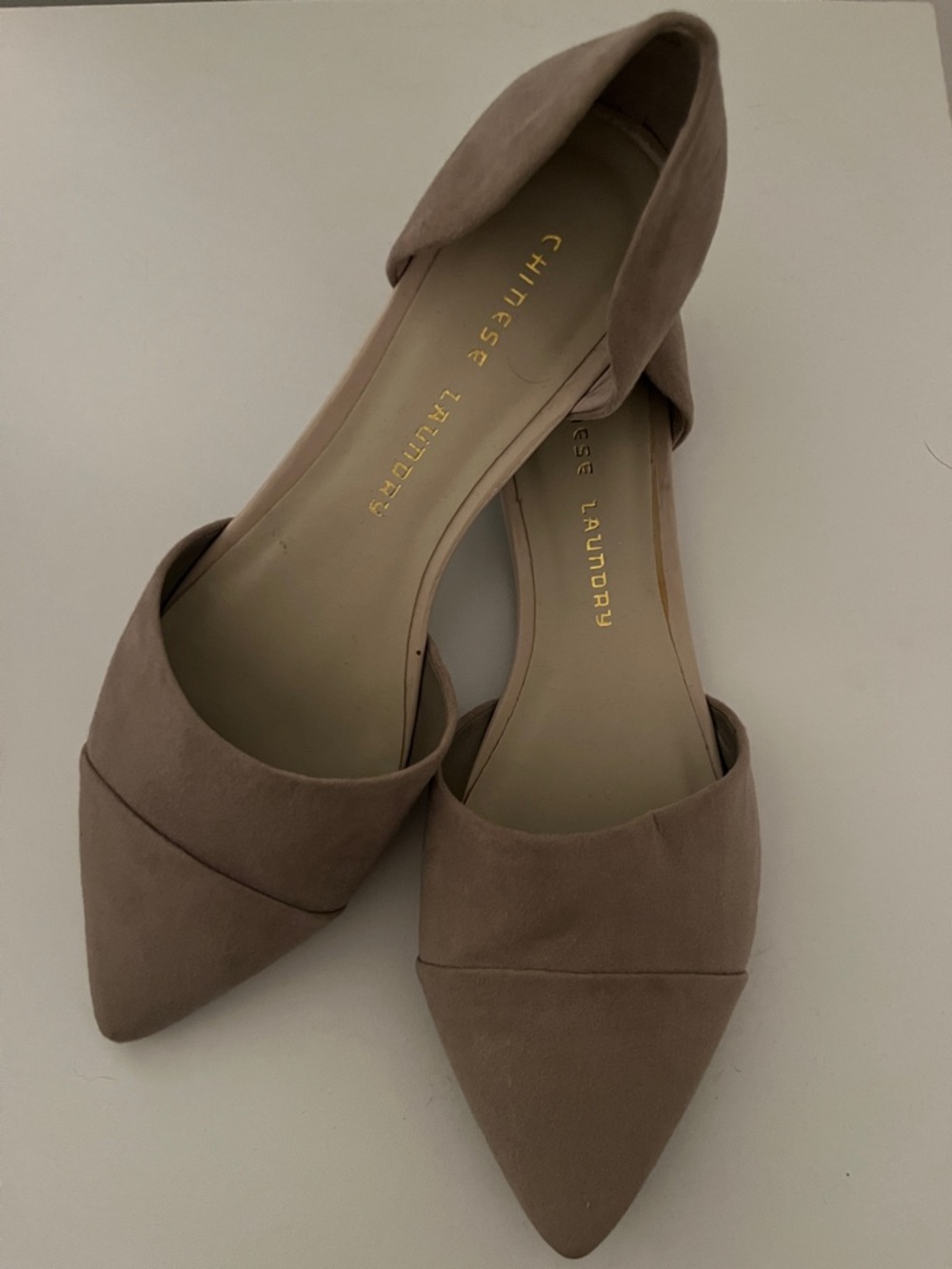 Chinese Laundry Taupe Pointed Toe D'Orsay Flats